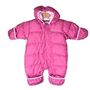 Columbia Down Filled Infant Snuggly Toddler Pink Bunting Warm Snowsuit 6 Months